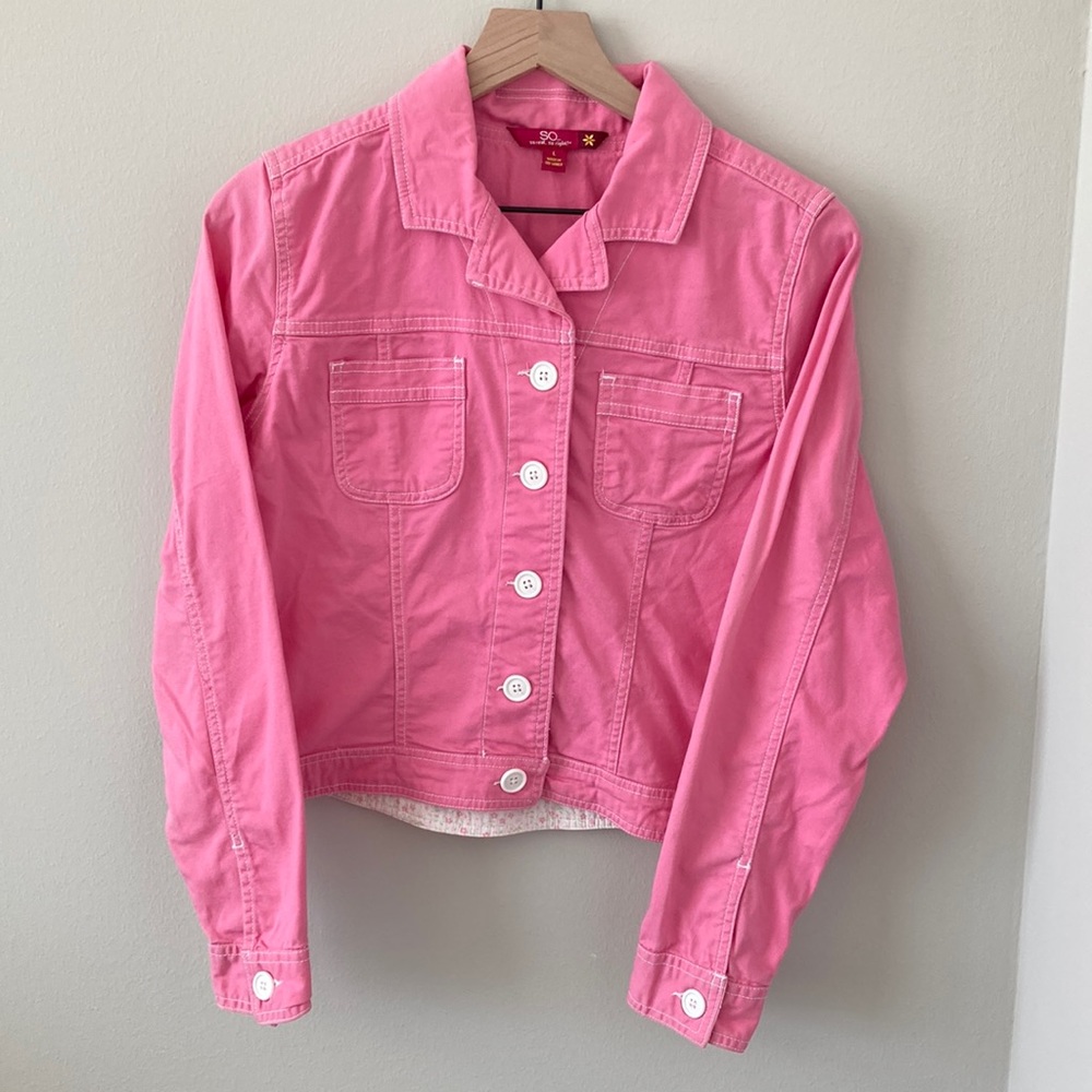 Early 2000s style SO Pink Cotton Jean Jacket, size L